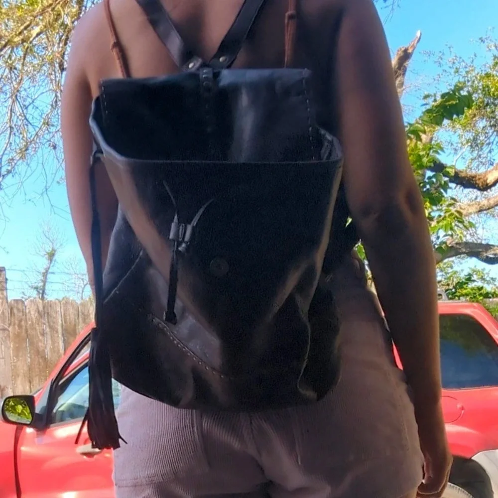Anabaglish Brown Leather Festival Backpack Boho Bag Sundance Western